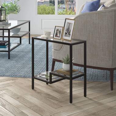 Narrow glass deals end table